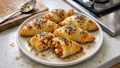 Knusprige Gemüsegipfeli aus Blätterteig – mit Gruyère & getrockneten Tomaten