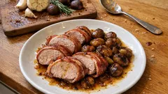 Schweinefilet im Speckmantel mit Kastanien – saftig aus dem Ofen, ganz unkompliziert