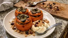 Bratkakis im Ofen – mit Amaretti-Füllung und Orangen-Vanille-Rahmcrème